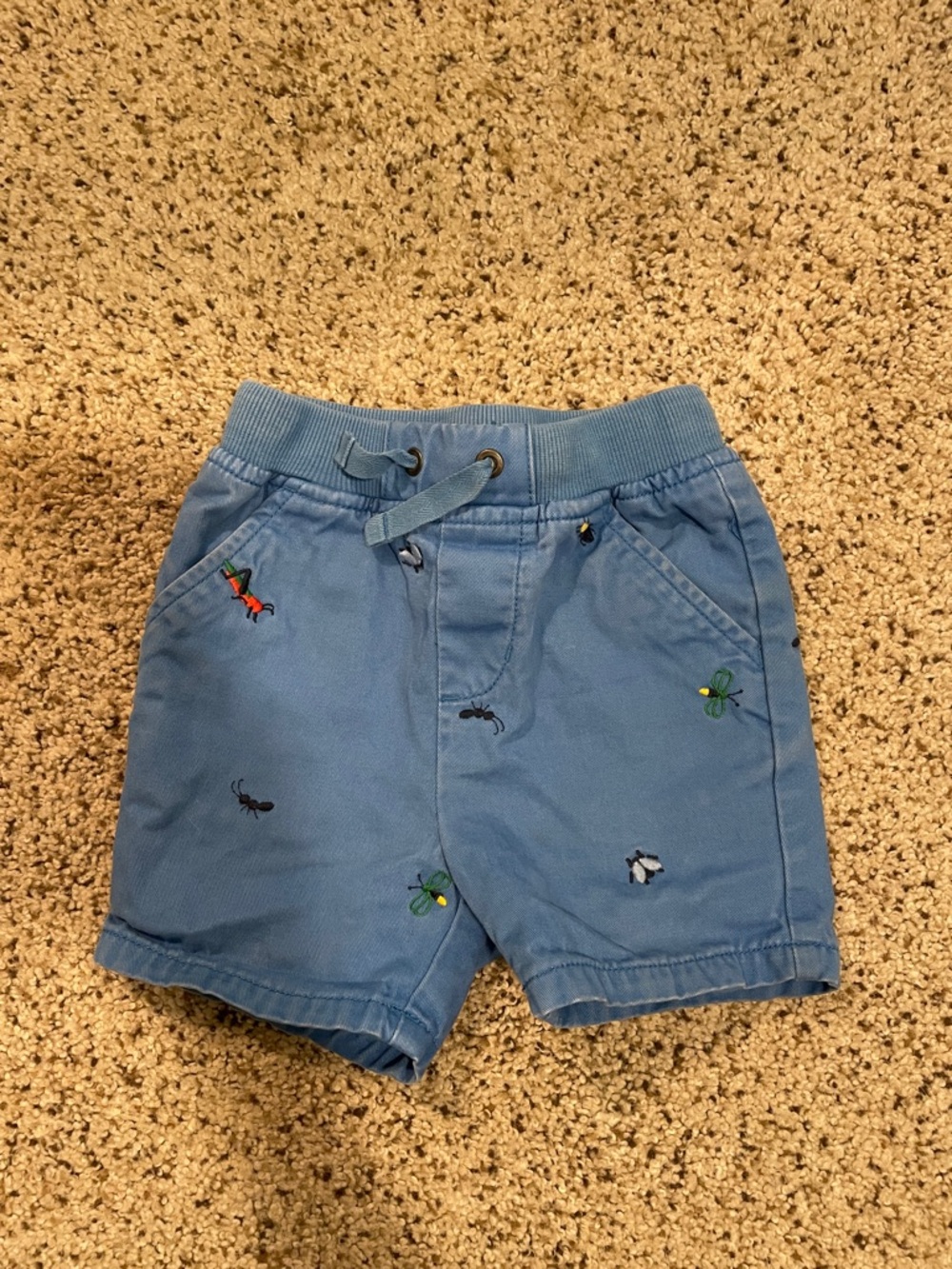 Hanna Andersson Light Blue Embroidered Bug Shorts 18-24 months
